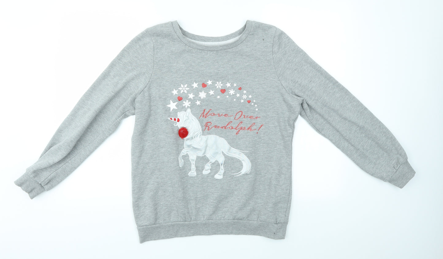 George Womens Grey   Pullover Jumper Size M  - CHRISTMAS, FESTIVE, UNICORN, RUDOLPH
