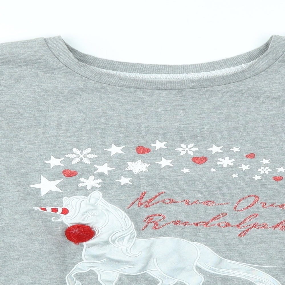 George Womens Grey   Pullover Jumper Size M  - CHRISTMAS, FESTIVE, UNICORN, RUDOLPH
