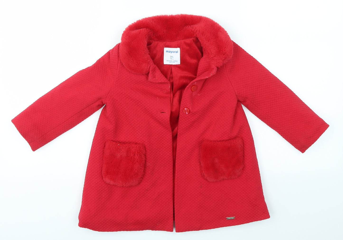 Mayoral Girls Red   Overcoat Coat Size 24 Months