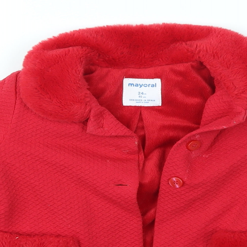 Mayoral Girls Red   Overcoat Coat Size 24 Months