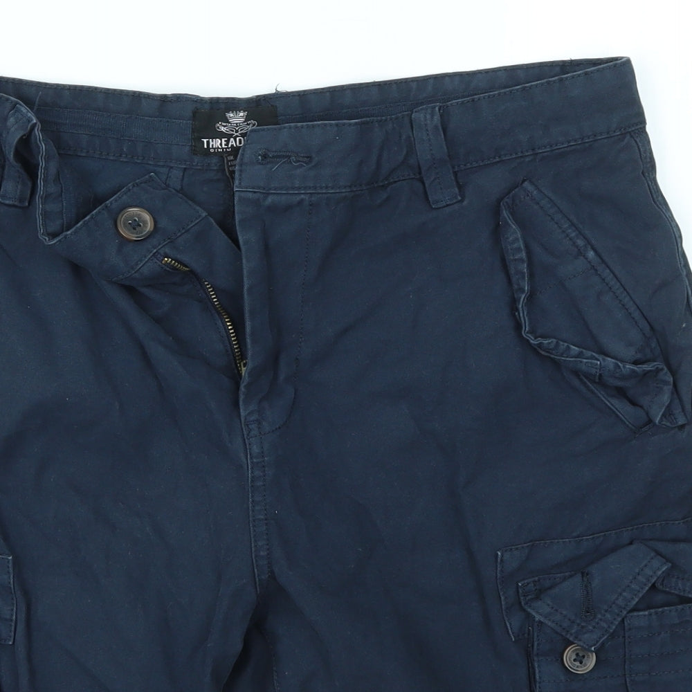 Threadbare Mens Blue   Cargo Shorts Size S
