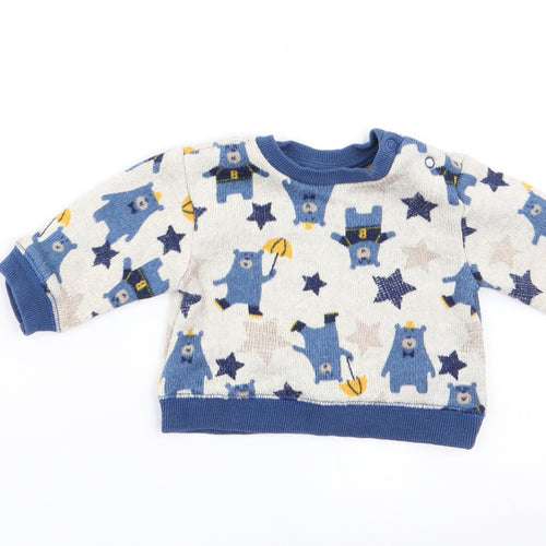Nutmeg Boys Ivory Animal Print  Pullover Jumper Size 0-3 Months  - Bear Print