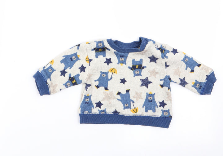 Nutmeg Boys Ivory Animal Print  Pullover Jumper Size 0-3 Months  - Bear Print
