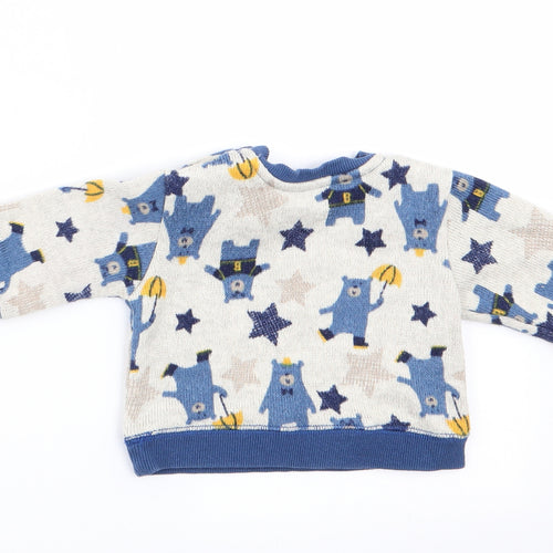 Nutmeg Boys Ivory Animal Print  Pullover Jumper Size 0-3 Months  - Bear Print