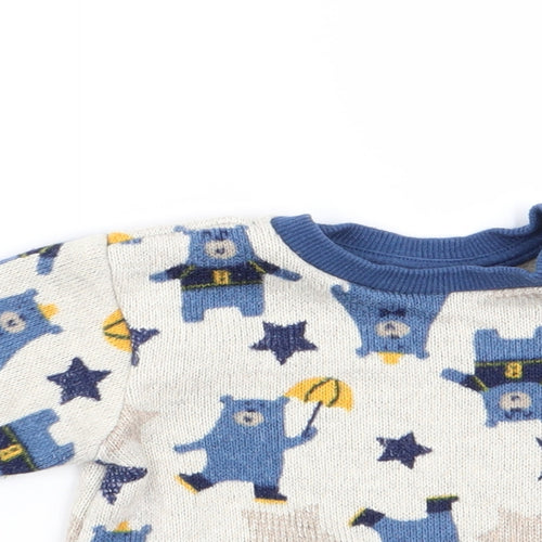 Nutmeg Boys Ivory Animal Print  Pullover Jumper Size 0-3 Months  - Bear Print