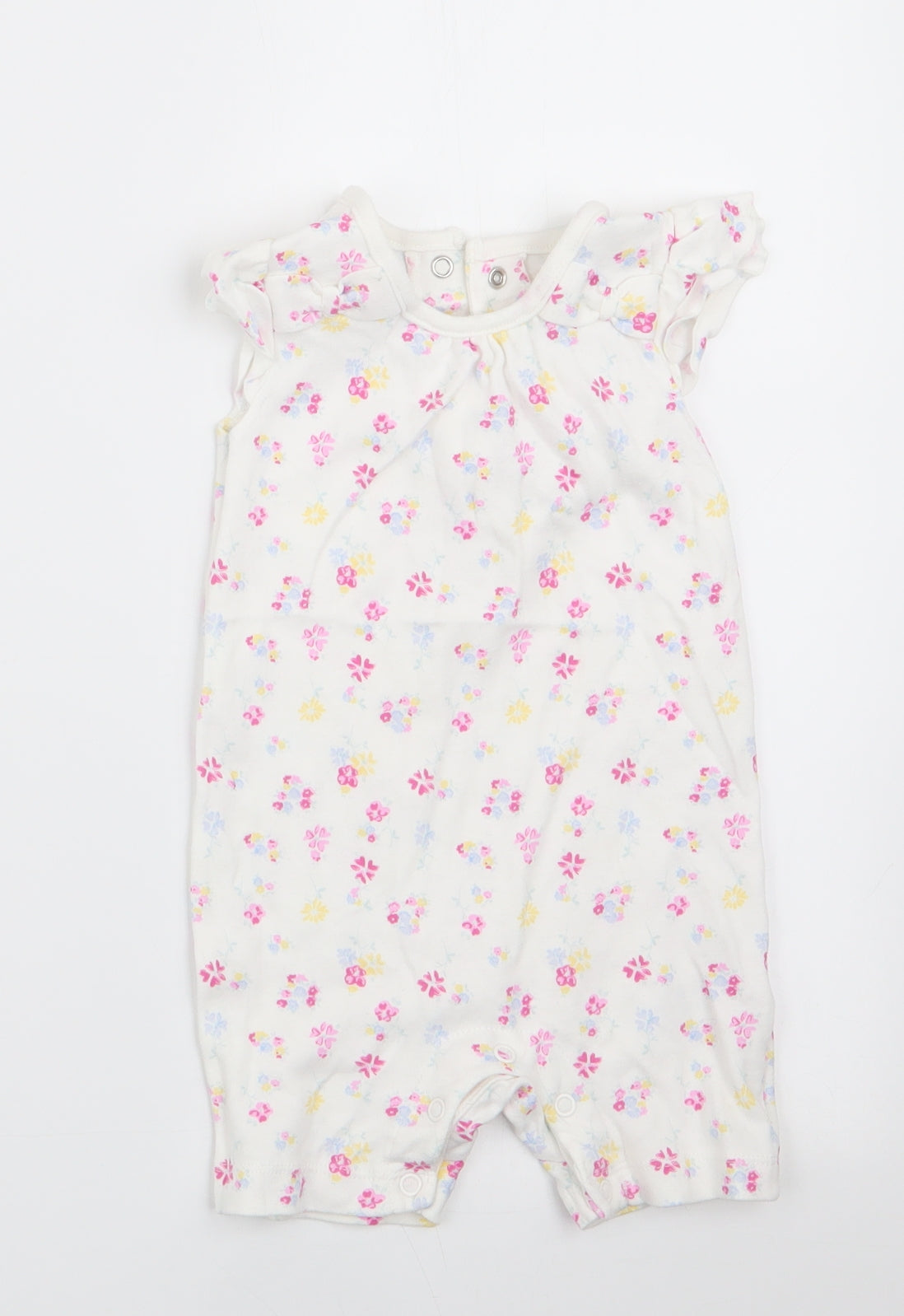 Matalan Girls Ivory Floral  Romper One-Piece Size 6-9 Months
