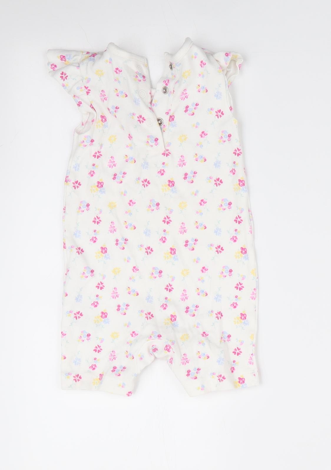 Matalan Girls Ivory Floral  Romper One-Piece Size 6-9 Months