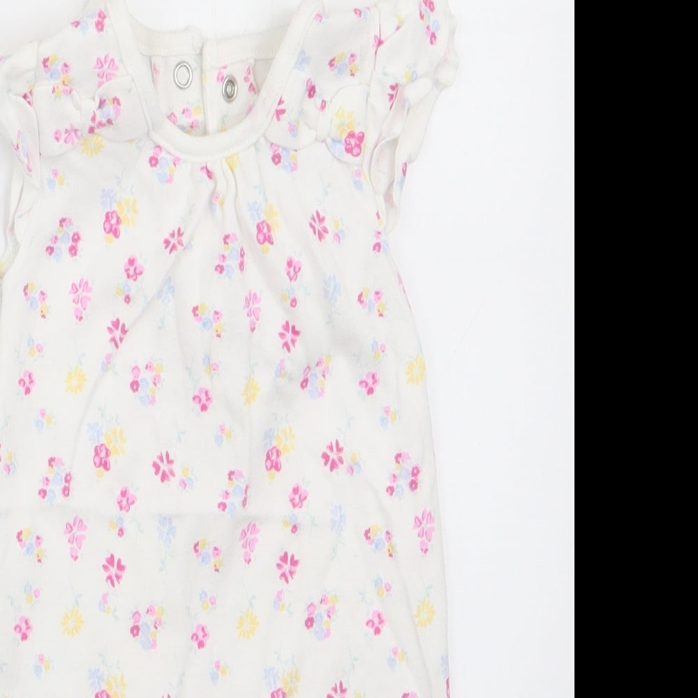 Matalan Girls Ivory Floral  Romper One-Piece Size 6-9 Months