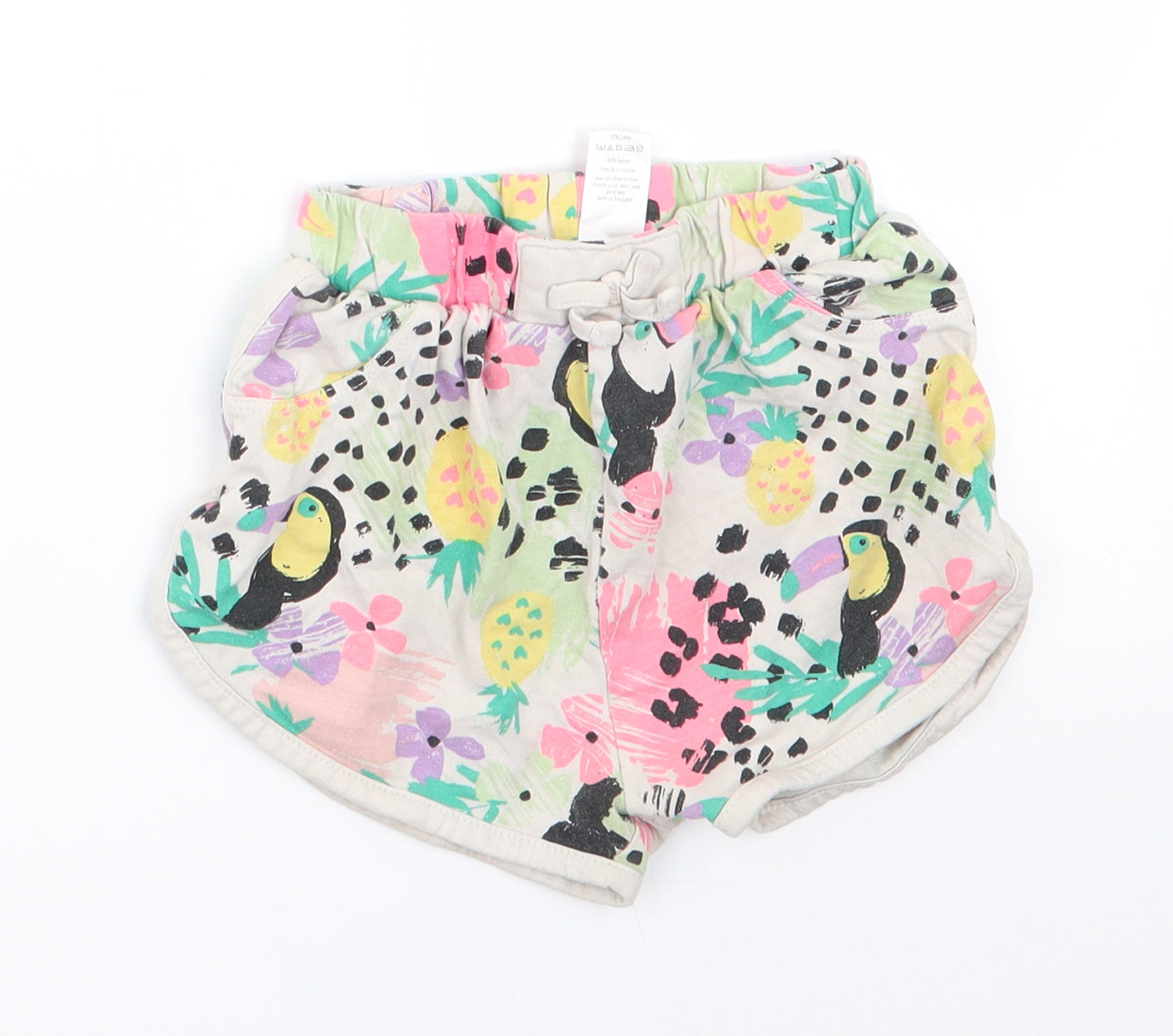 George Girls Ivory Animal Print  Sweatpants Trousers Size 12-18 Months  - Tropical print