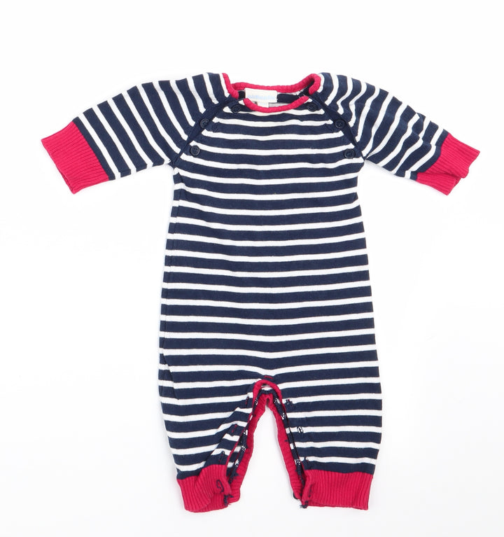 JoJo Maman Bébé Boys Blue Striped Romper One-Piece Size 0-3 Months