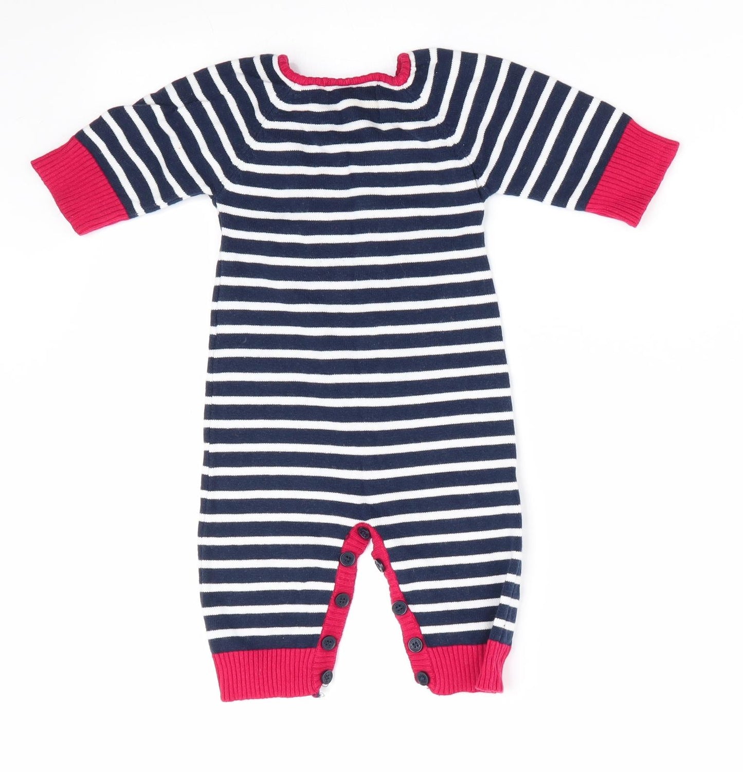 JoJo Maman Bébé Boys Blue Striped  Romper One-Piece Size 0-3 Months