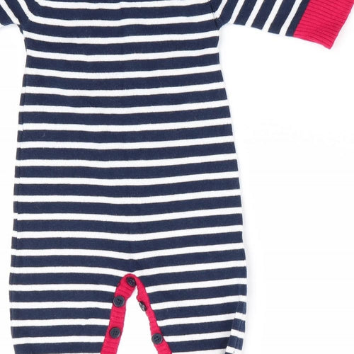 JoJo Maman Bébé Boys Blue Striped  Romper One-Piece Size 0-3 Months