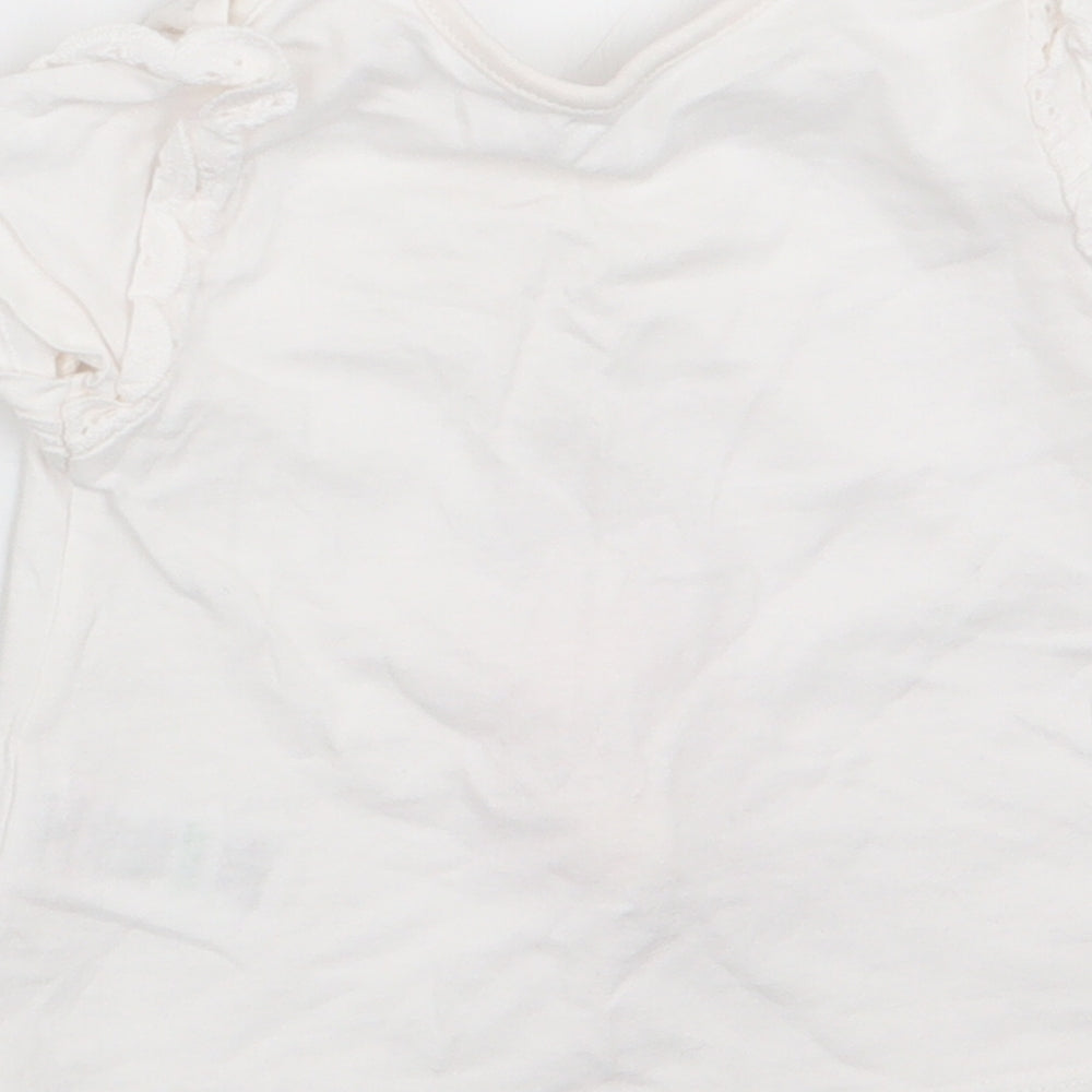 Matalan Girls Ivory Animal Print  Basic T-Shirt Size 3-6 Months  - Rabbit Logo
