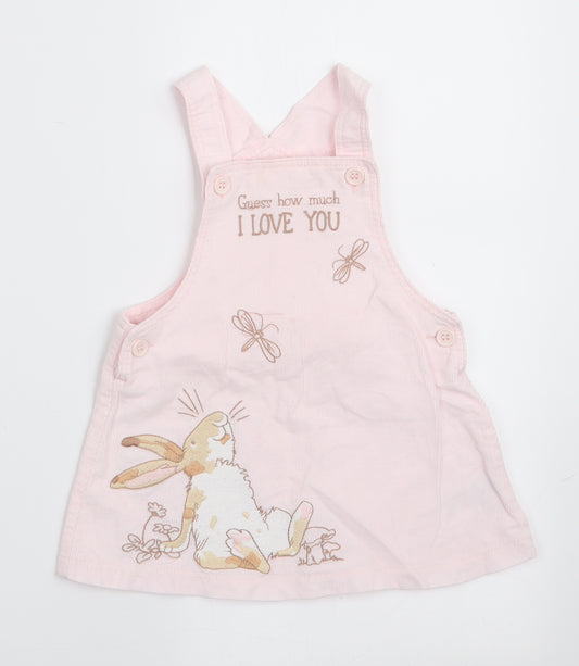 Front view of Zip Zap girls’ pink floral a-line, size 6-9, months