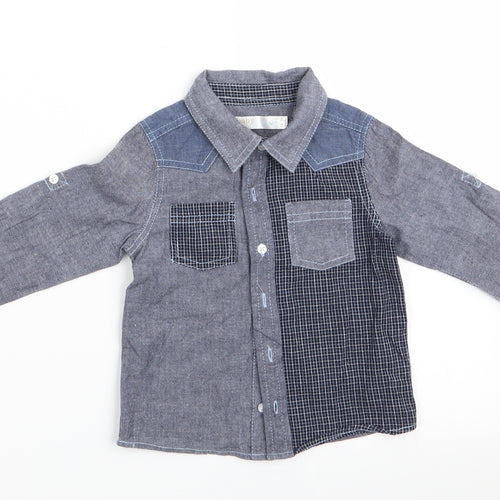 M&Co Boys Blue   Basic Button-Up Size 12-18 Months