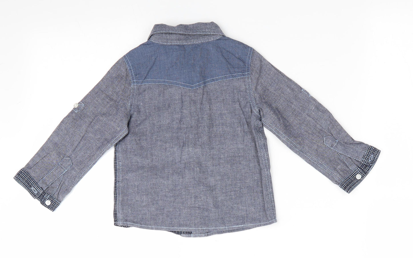 M&Co Boys Blue   Basic Button-Up Size 12-18 Months