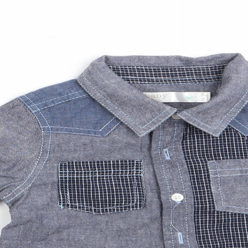 M&Co Boys Blue   Basic Button-Up Size 12-18 Months