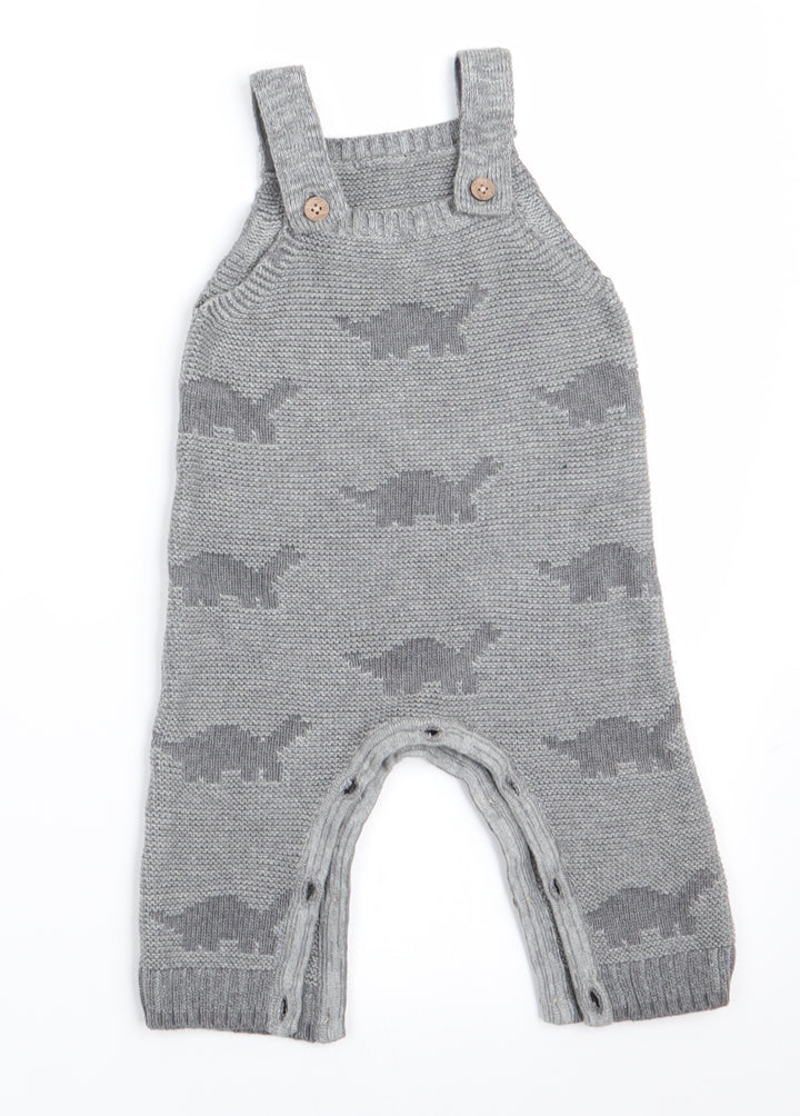 George Boys Grey Animal Print Romper One-Piece Size 3-6 Months - Dinasour Print