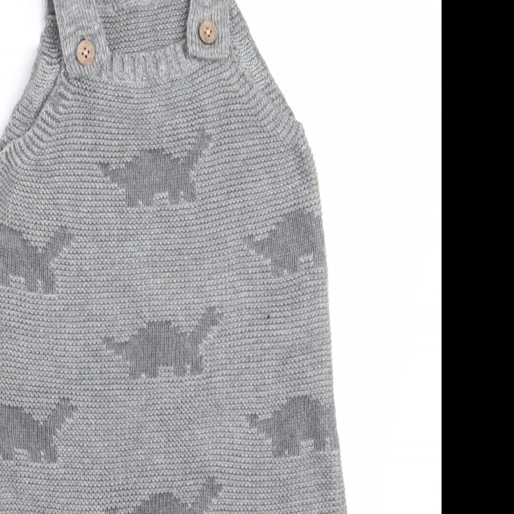 George Boys Grey Animal Print  Romper One-Piece Size 3-6 Months  - Dinasour Print