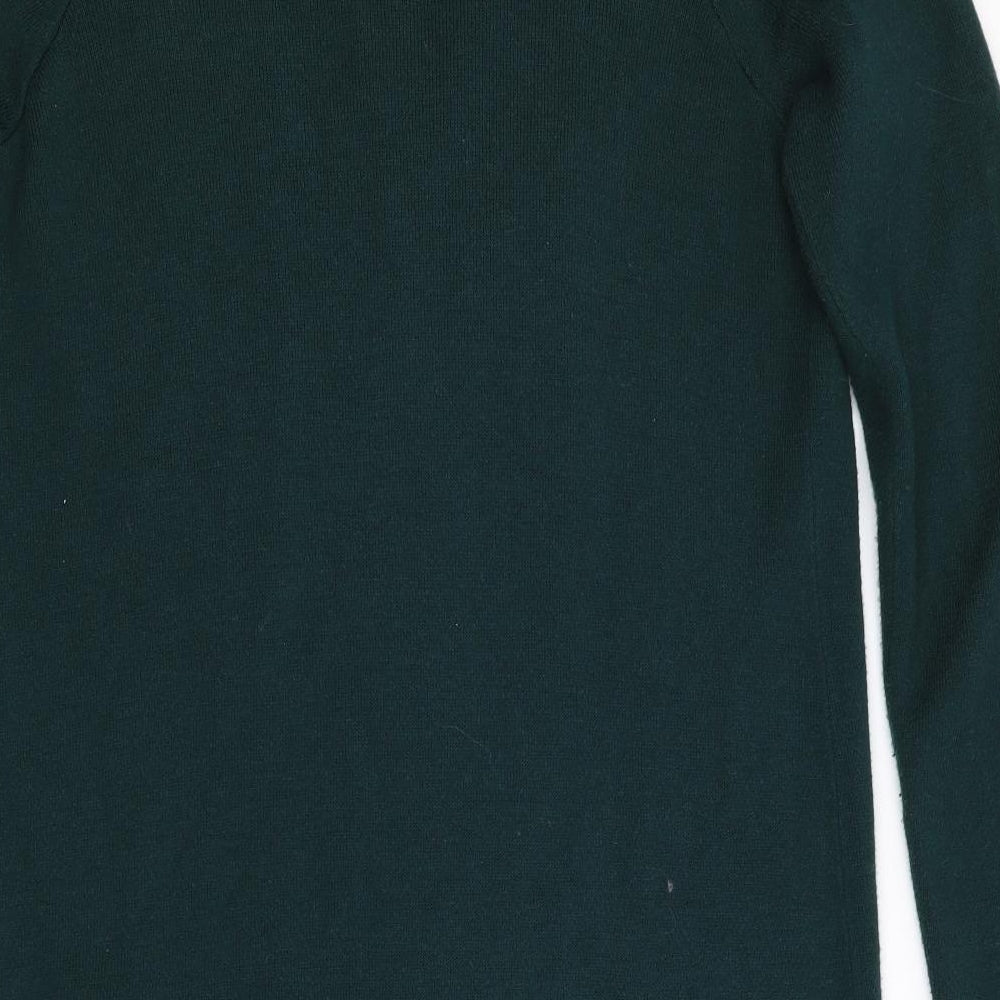 Marks and Spencer Womens Green   Cardigan Jumper Size S  - Faux Leather Trim to neck & pockets