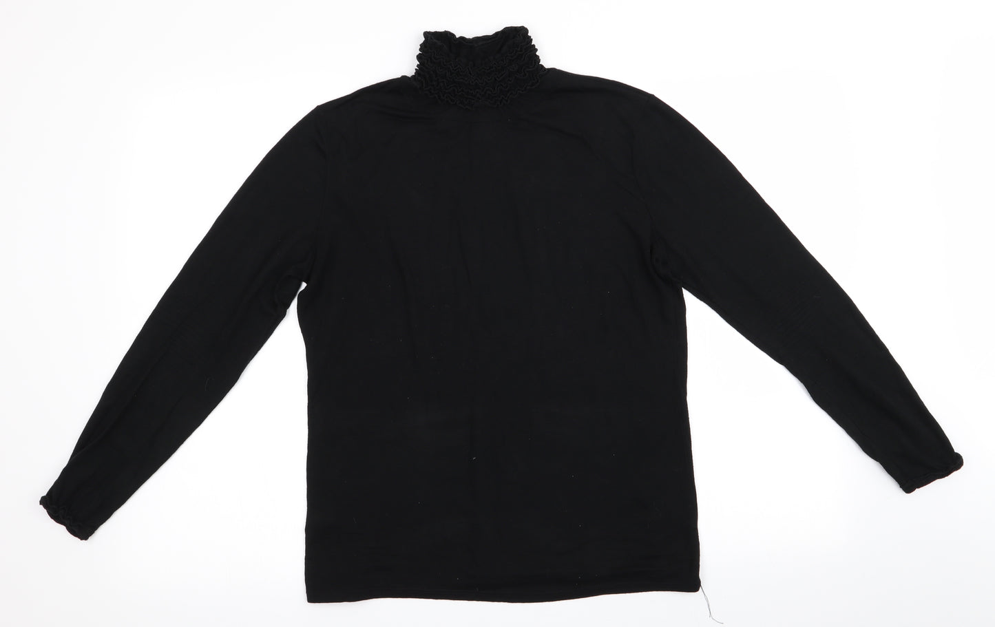 Preworn Womens Black   Pullover Jumper   - Ruffled & Elasticated Neck
