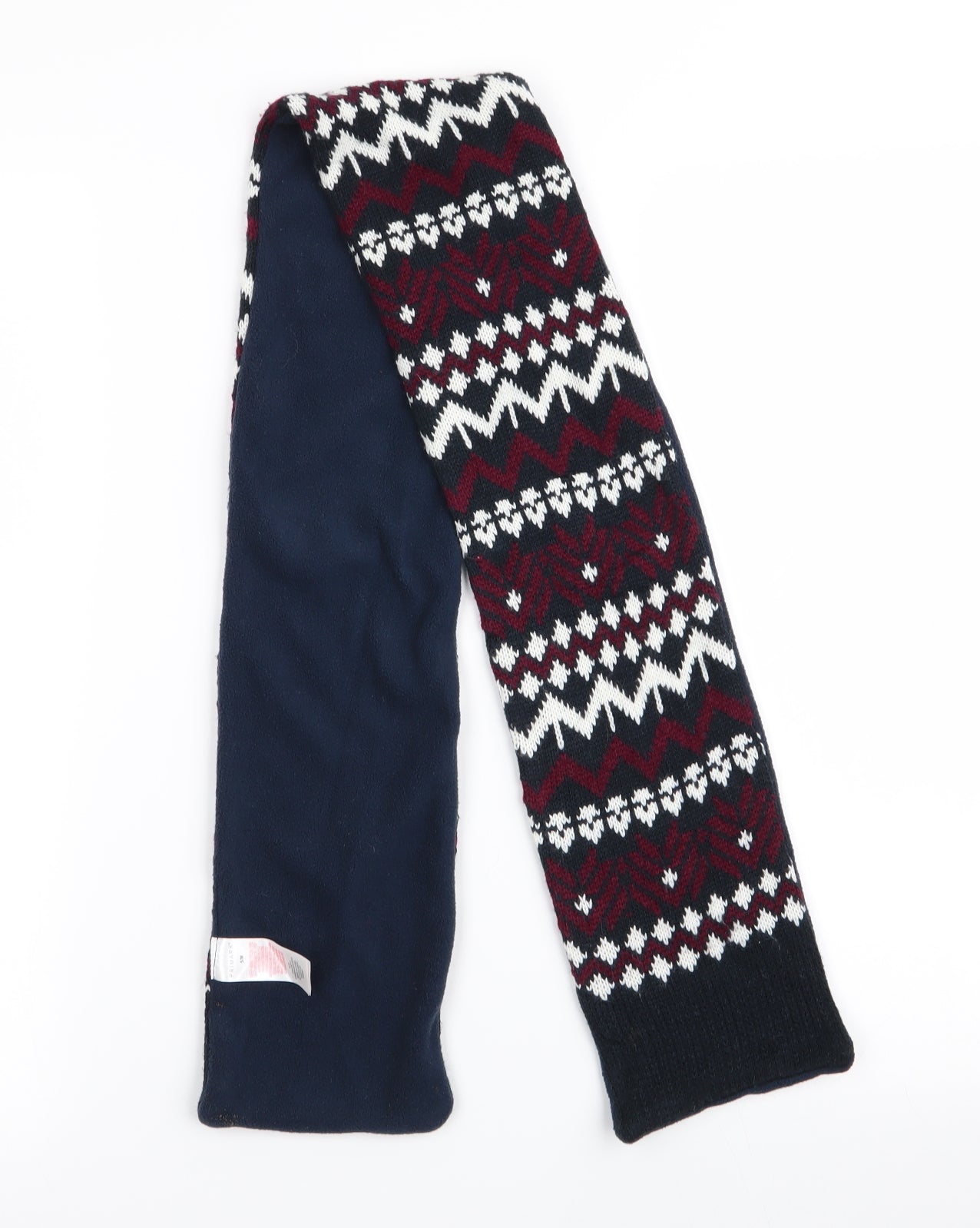 Primark Mens Blue Geometric  Scarf  One Size  - Fleece Lined Back of scarf