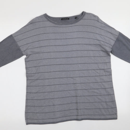 One More Story Womens Grey Striped  Pullover Jumper Size 6