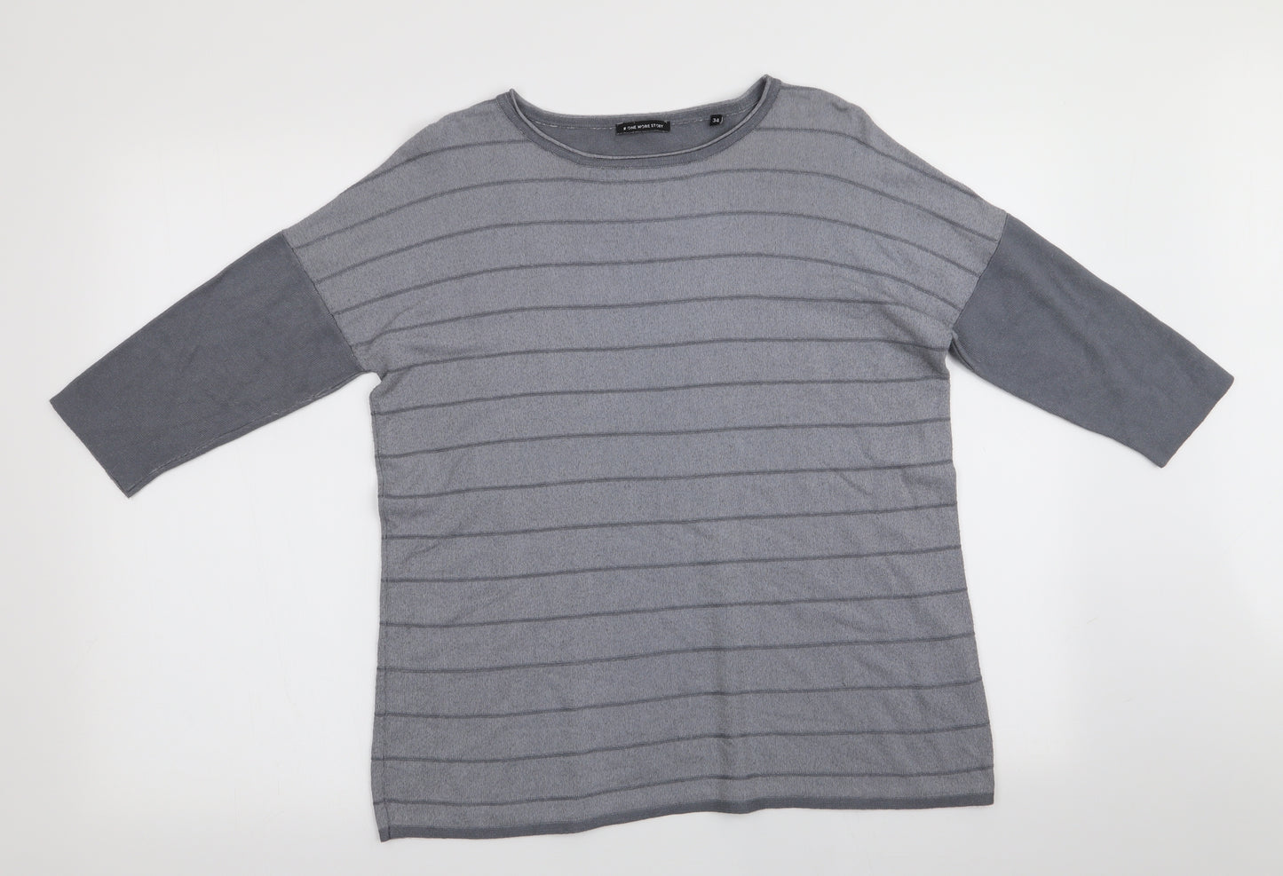One More Story Womens Grey Striped  Pullover Jumper Size 6