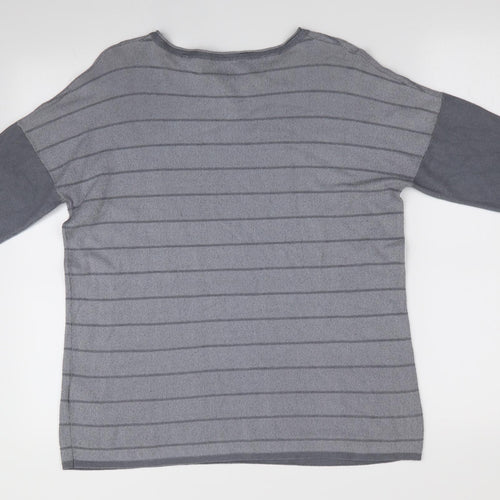 One More Story Womens Grey Striped  Pullover Jumper Size 6
