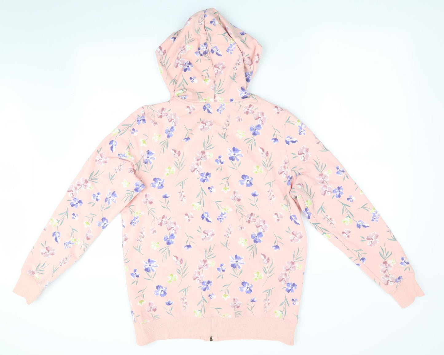 George Womens Pink Floral  Full Zip Hoodie Size 10