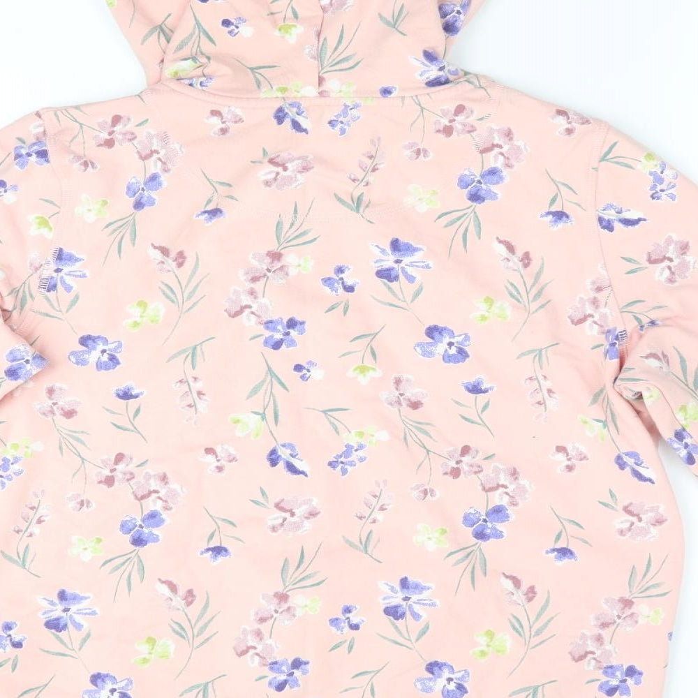 George Womens Pink Floral  Full Zip Hoodie Size 10