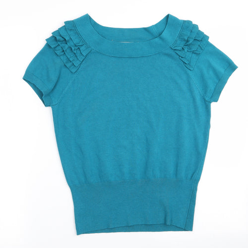 Principles Womens Blue   Pullover Jumper Size 14  - Ruffled shoulder detail