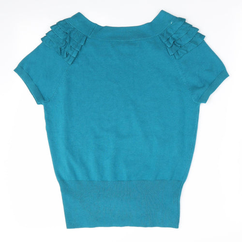 Principles Womens Blue   Pullover Jumper Size 14  - Ruffled shoulder detail
