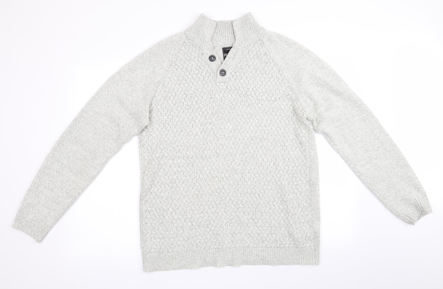 Peacocks Mens Grey Houndstooth  Pullover Jumper Size L