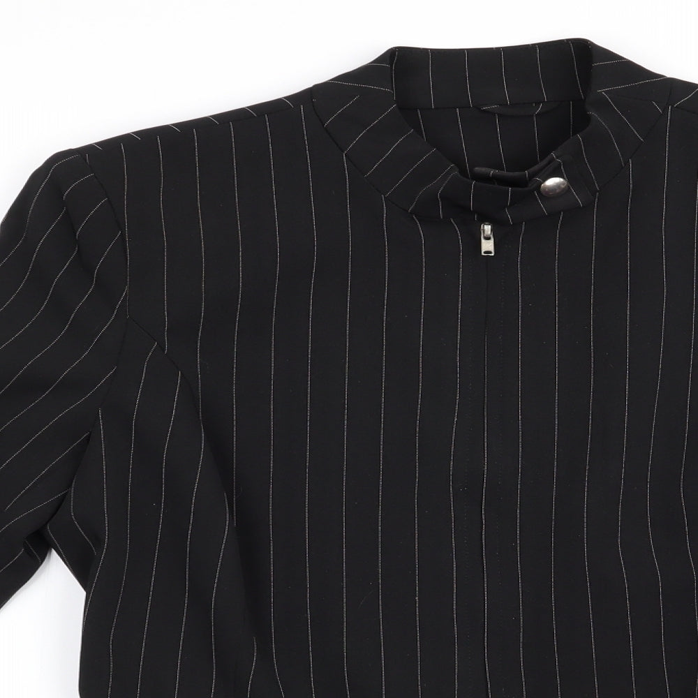 Finesse Womens Black Striped  Jacket  Size 10  - Mandarin Collar