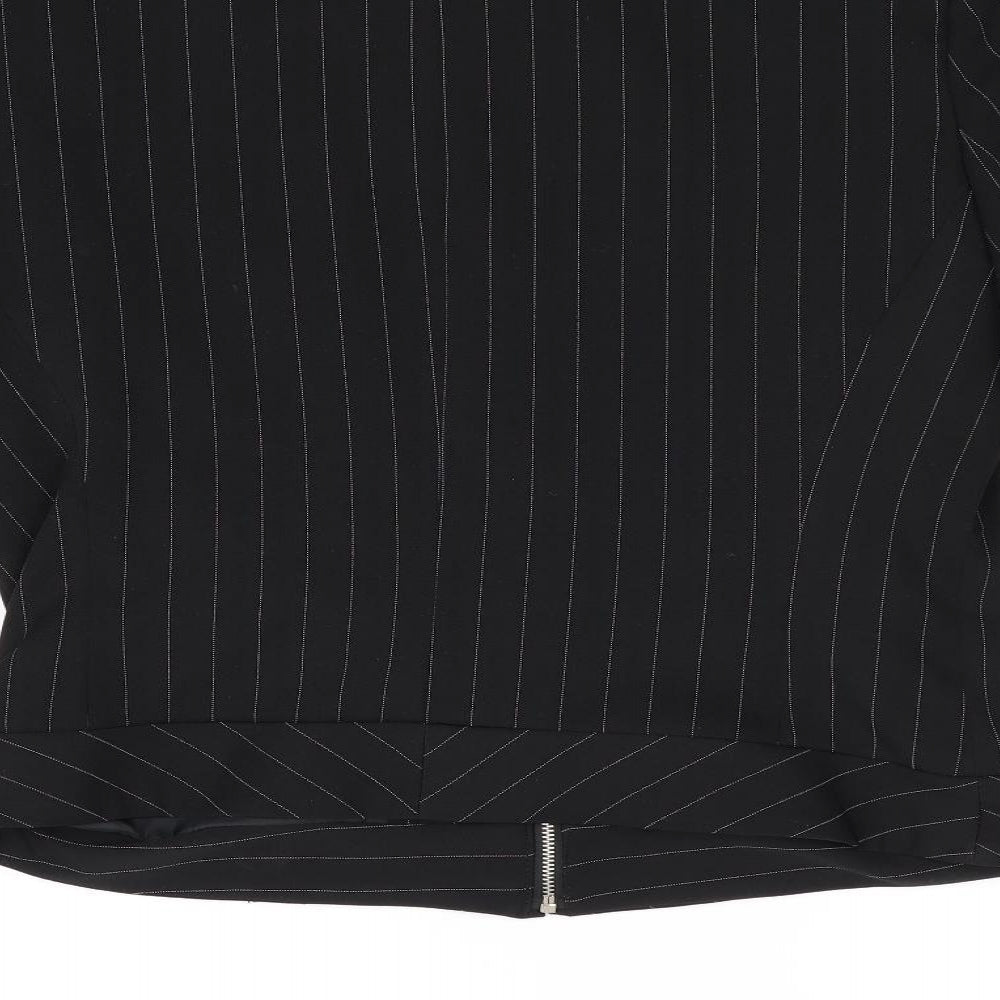 Finesse Womens Black Striped  Jacket  Size 10  - Mandarin Collar