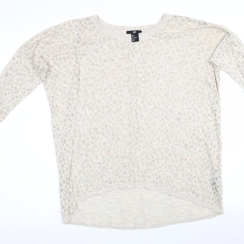 H&M Womens Beige Animal Print  Pullover Jumper Size 6