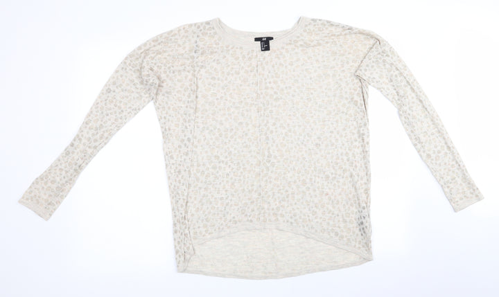 H&M Womens Beige Animal Print  Pullover Jumper Size 6