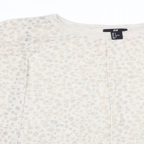 H&M Womens Beige Animal Print  Pullover Jumper Size 6