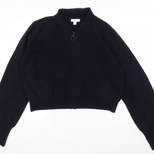 Topshop Womens Blue   Full Zip Sweatshirt Size L