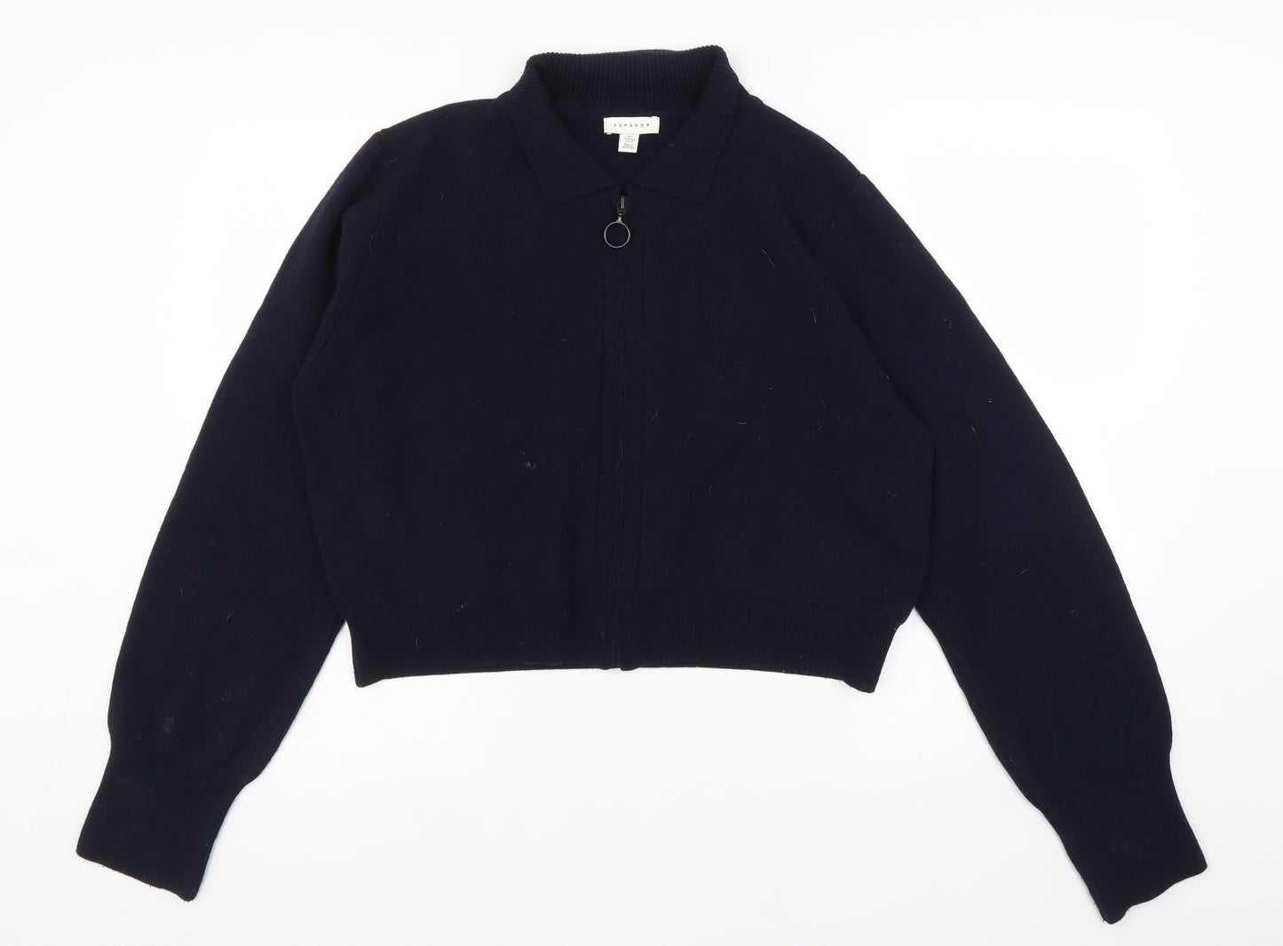 Topshop Womens Blue   Full Zip Sweatshirt Size L