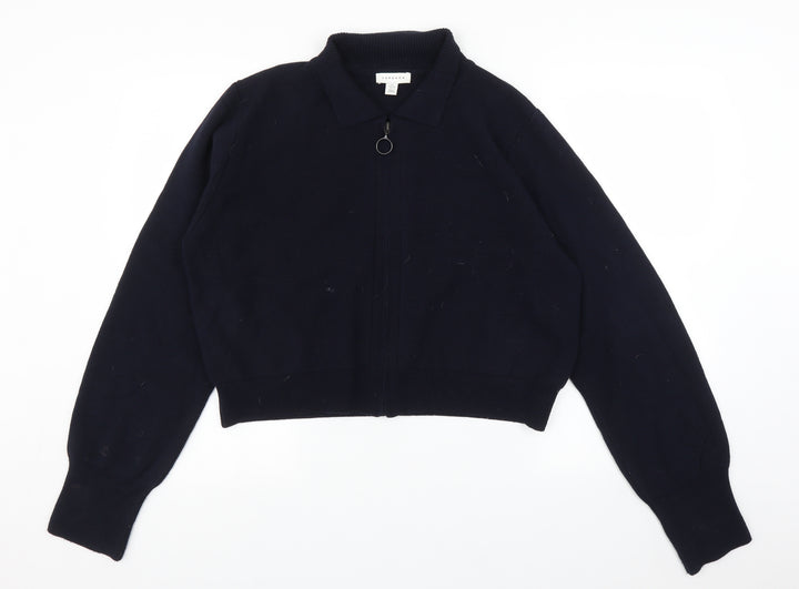 Topshop Womens Blue   Full Zip Sweatshirt Size L
