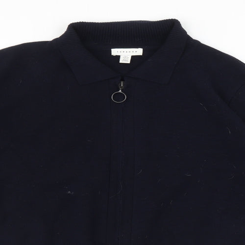 Topshop Womens Blue   Full Zip Sweatshirt Size L