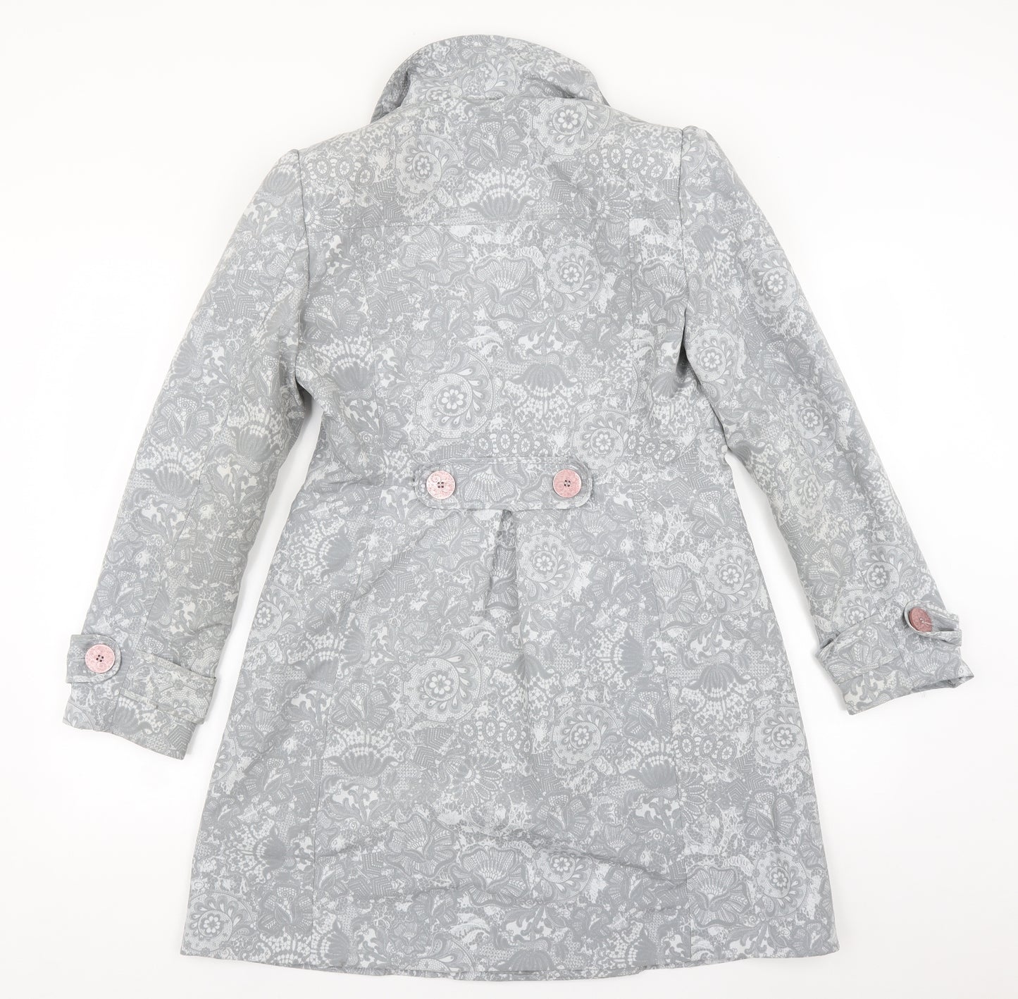 Per Una Womens Grey Paisley  Overcoat Coat Size 12