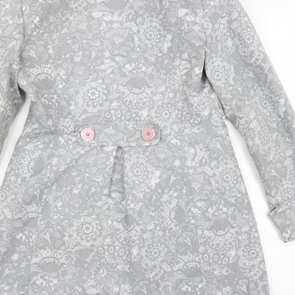 Per Una Womens Grey Paisley  Overcoat Coat Size 12