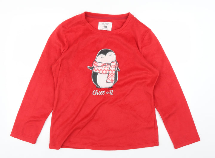 F&F Womens Red Top Pyjama Top Size S - Christmas