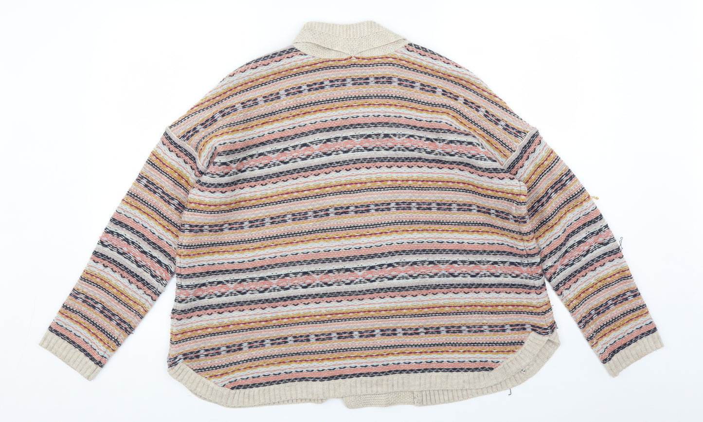 M&S Womens Multicoloured Striped  Cardigan Jumper Size 16