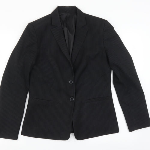 Preworn Womens Black Pinstripe  Jacket Sport Coat Size 6