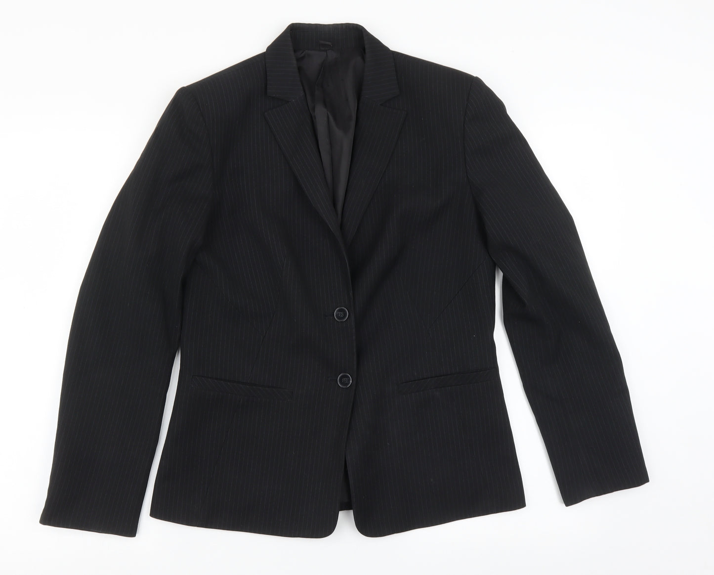 Preworn Womens Black Pinstripe  Jacket Sport Coat Size 6