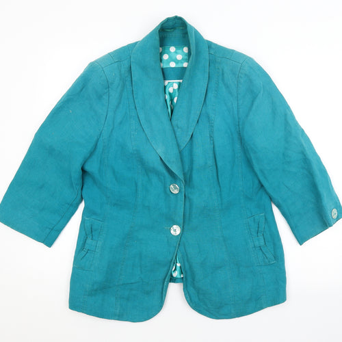 Preworn Womens Blue Polka Dot  Jacket Blazer
